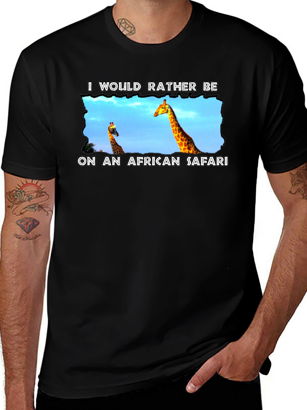 African Safari Giraffe Graphic T-Shirt