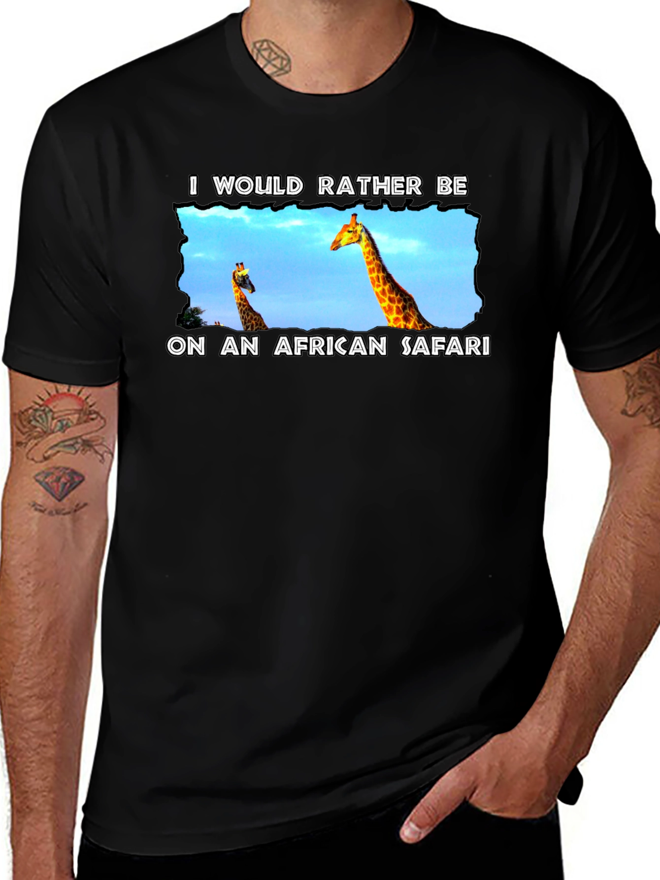 African Safari Giraffe Graphic T-Shirt