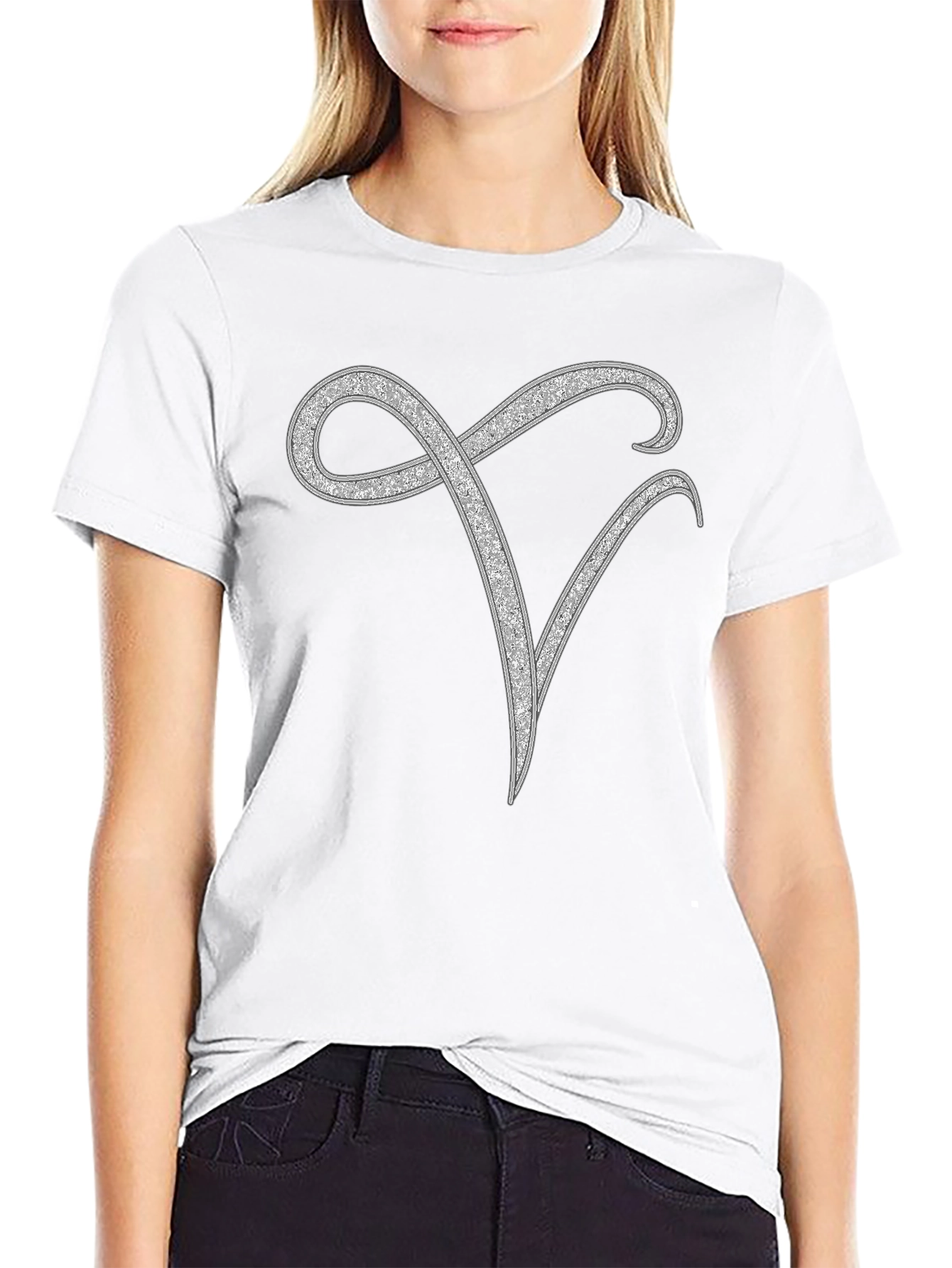 Elegant Monogram V Black T-Shirt