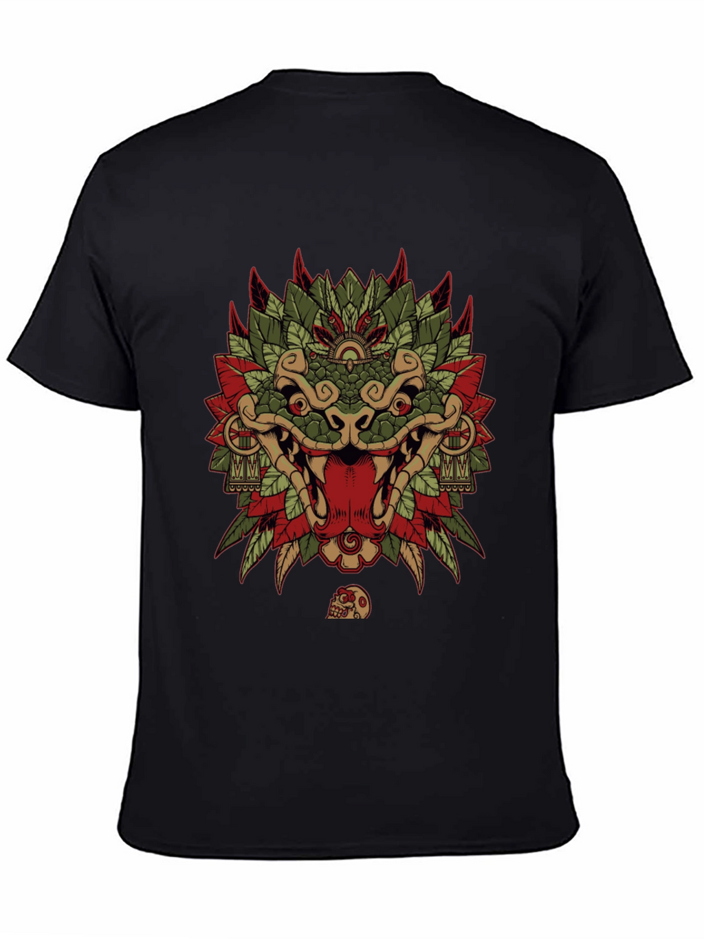 Aztec Serpent God Graphic Tee - Black