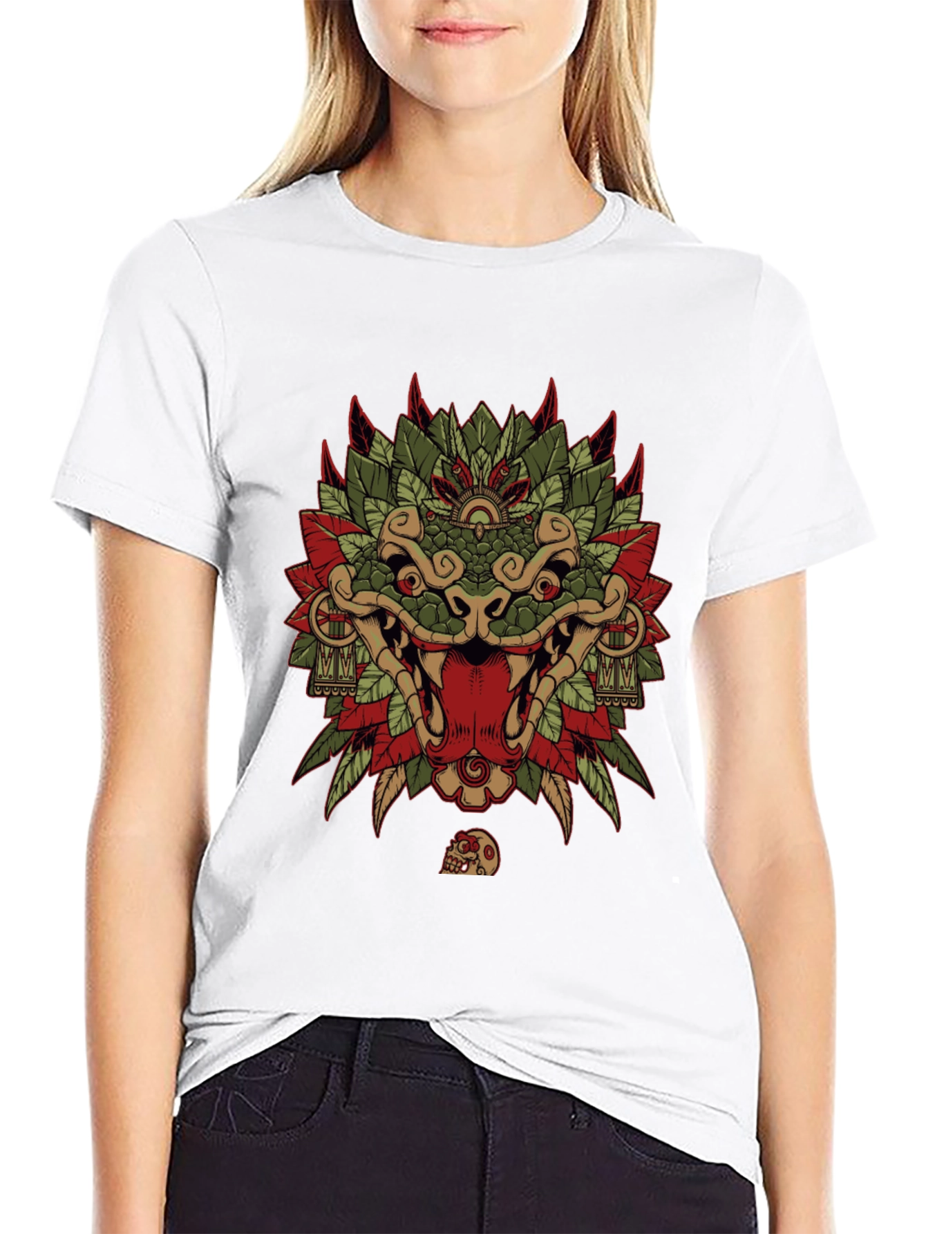 Aztec Serpent God Graphic Tee - Black