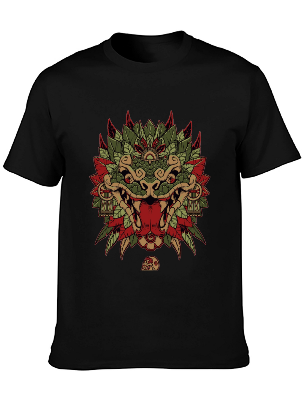 Aztec Serpent God Graphic Tee - Black