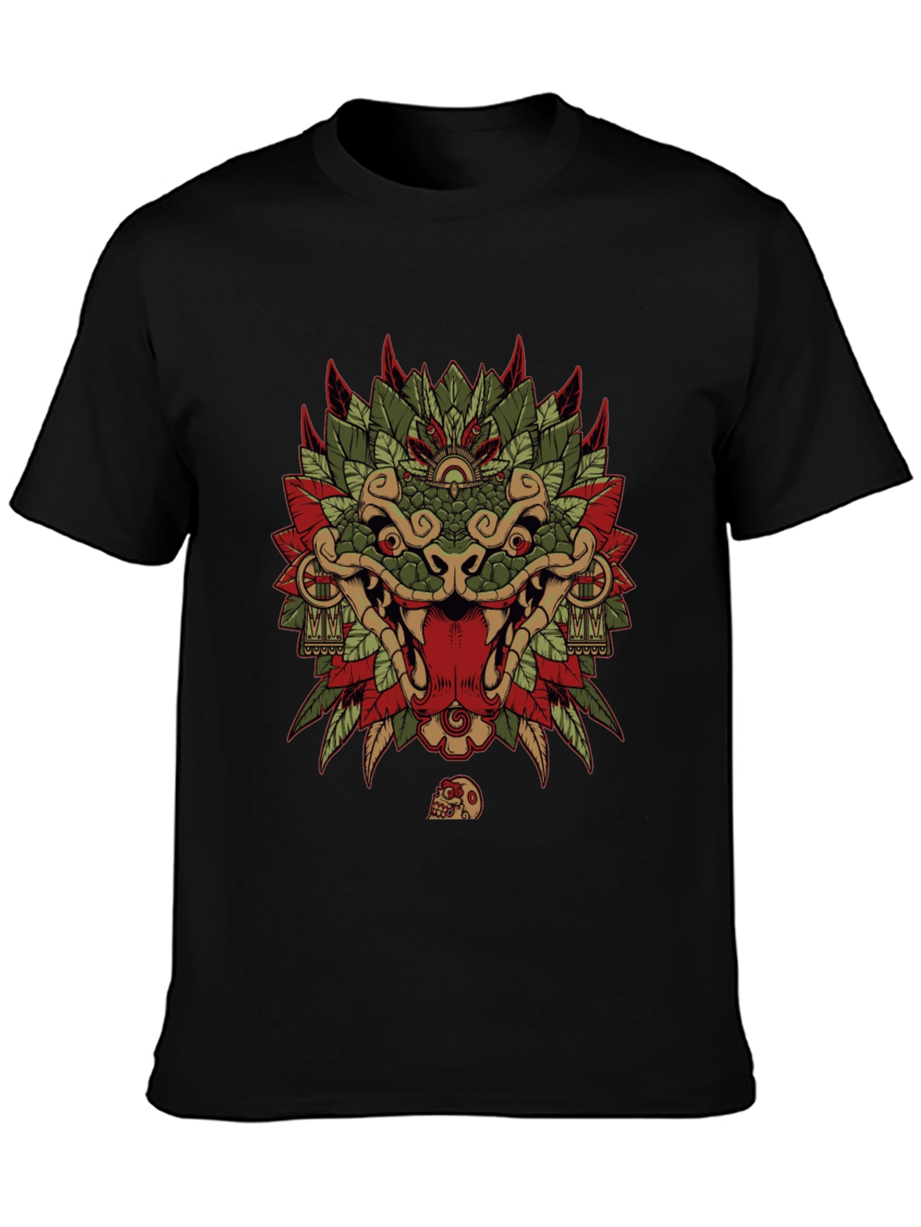Aztec Serpent God Graphic Tee - Black