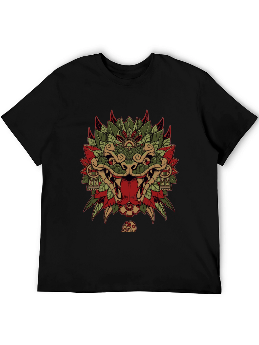 Aztec Serpent God Graphic Tee - Black