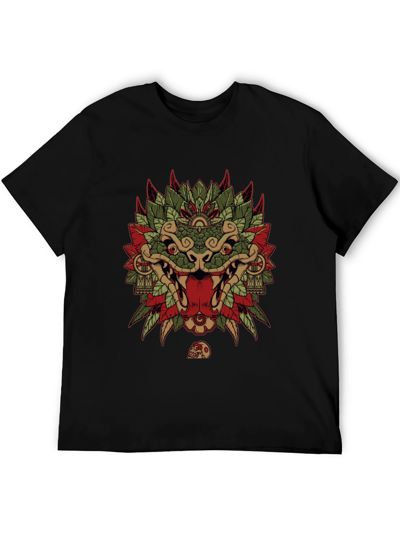 Aztec Serpent God Graphic Tee - Black