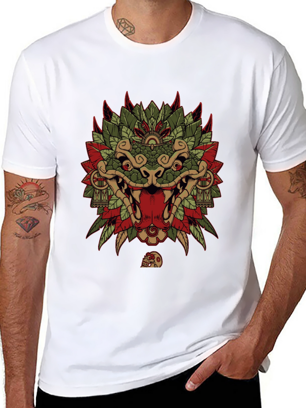 Aztec Serpent God Graphic Tee - Black