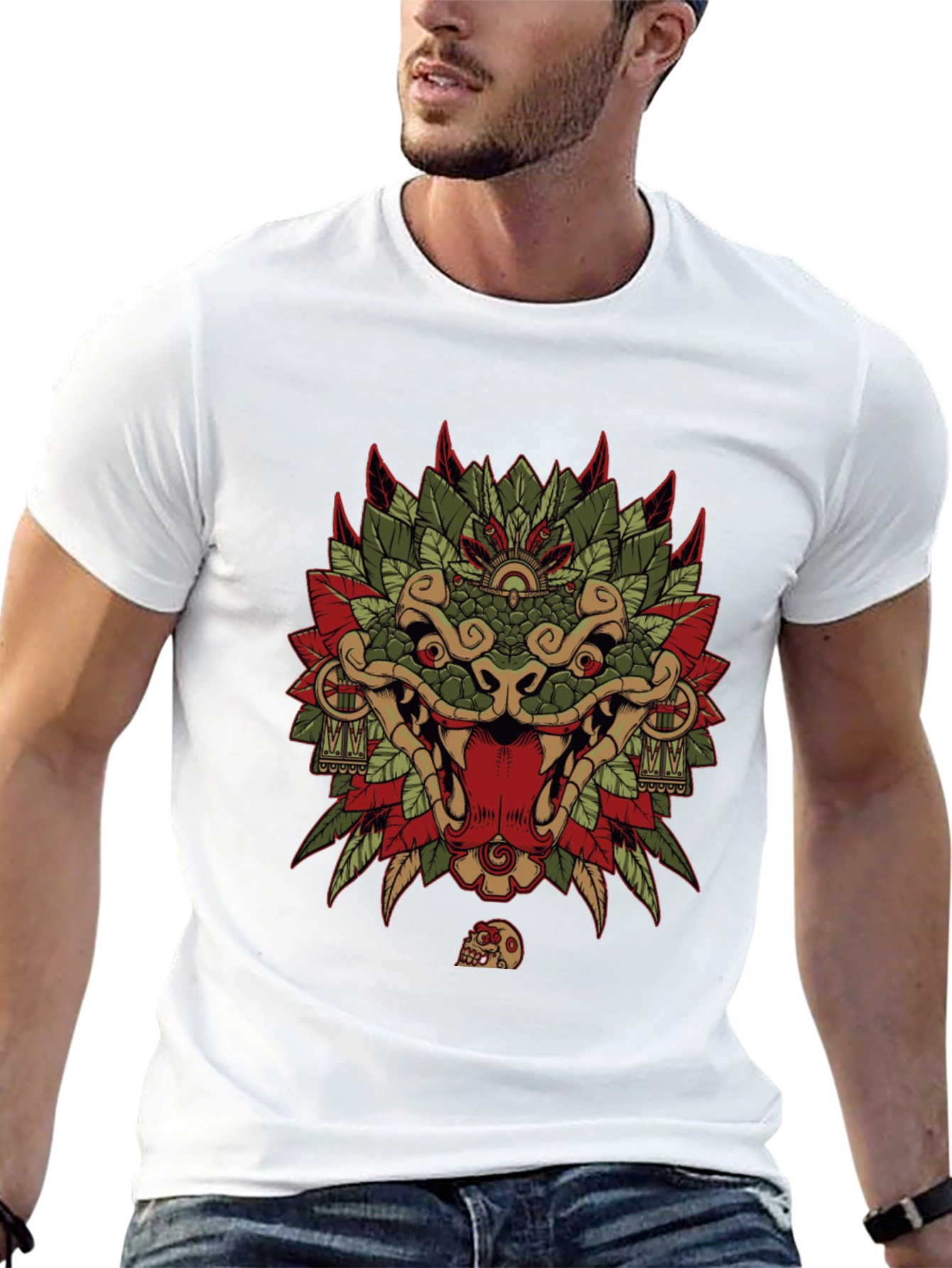 Aztec Serpent God Graphic Tee - Black