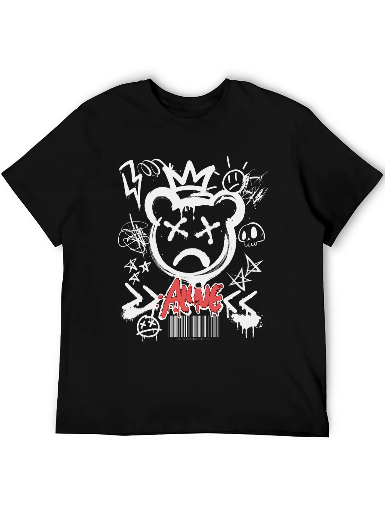 Edgy Graffiti Bear Graphic T-Shirt