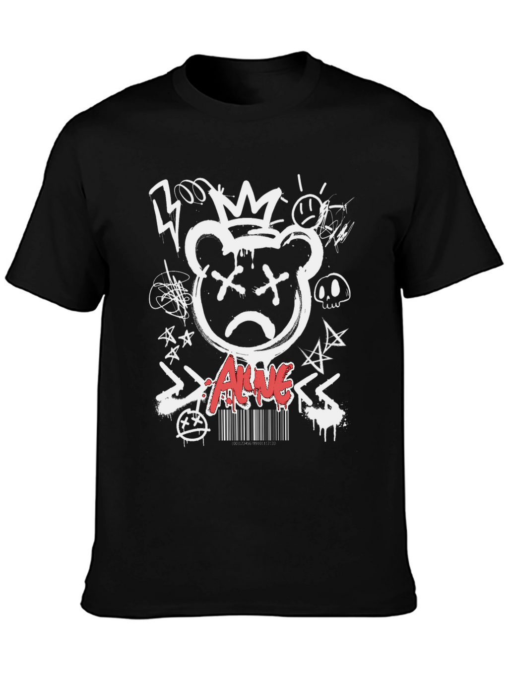 Edgy Graffiti Bear Graphic T-Shirt