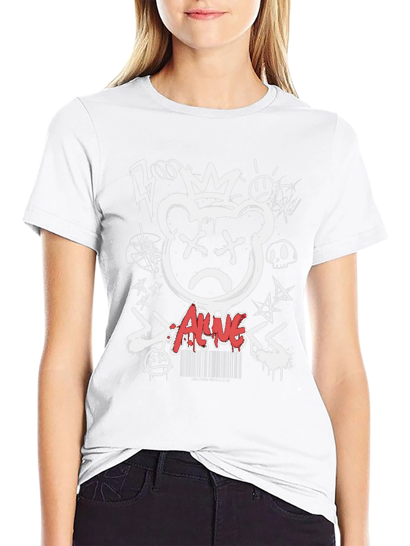 Edgy Graffiti Bear Graphic T-Shirt