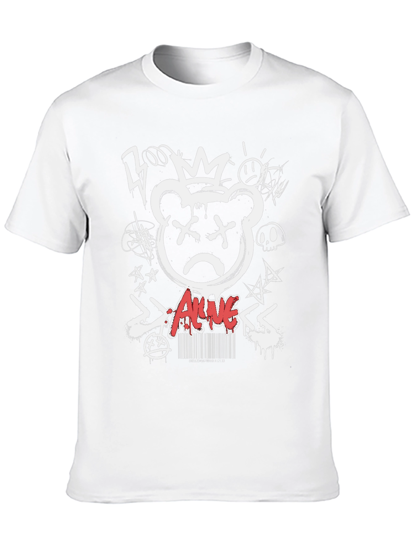 Edgy Graffiti Bear Graphic T-Shirt