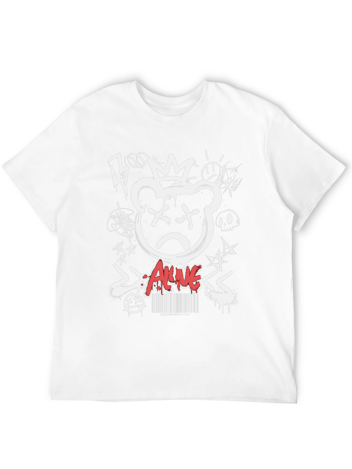 Edgy Graffiti Bear Graphic T-Shirt