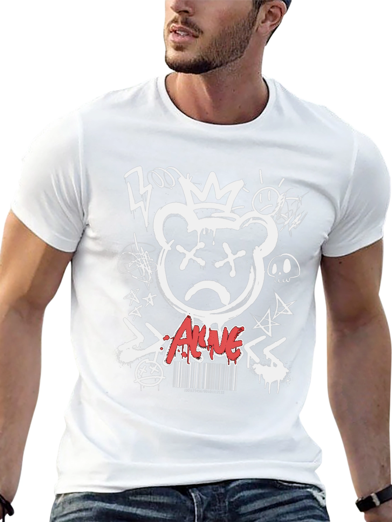 Edgy Graffiti Bear Graphic T-Shirt