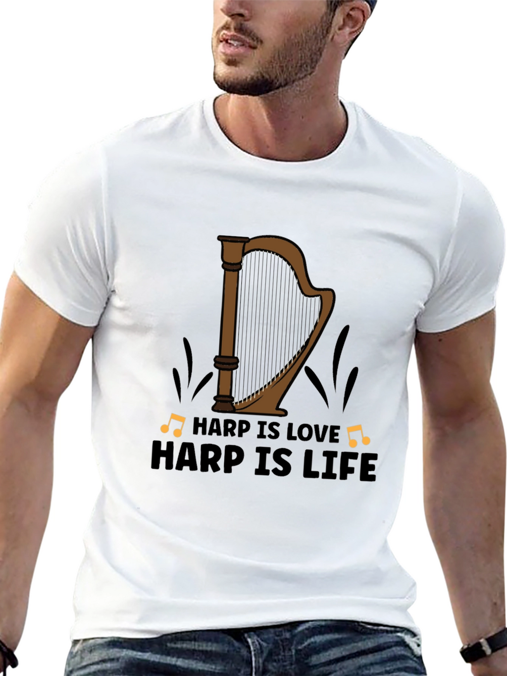 Harp Is Love Harp Is Life T-Shirt Music Tee