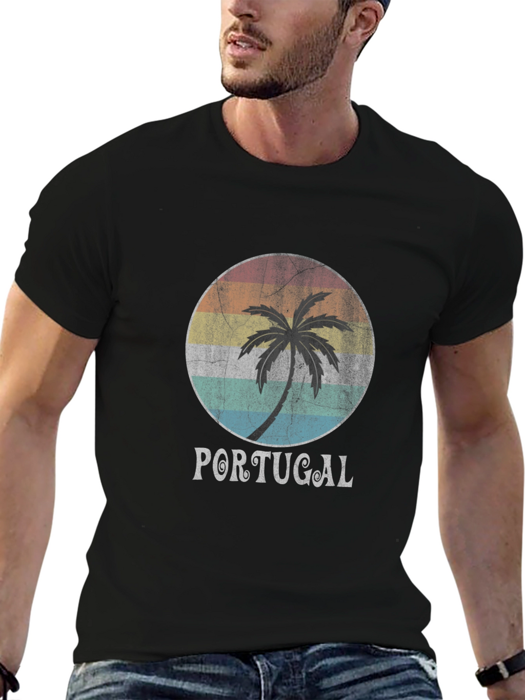 Portugal Palm Tree Retro Graphic T-Shirt
