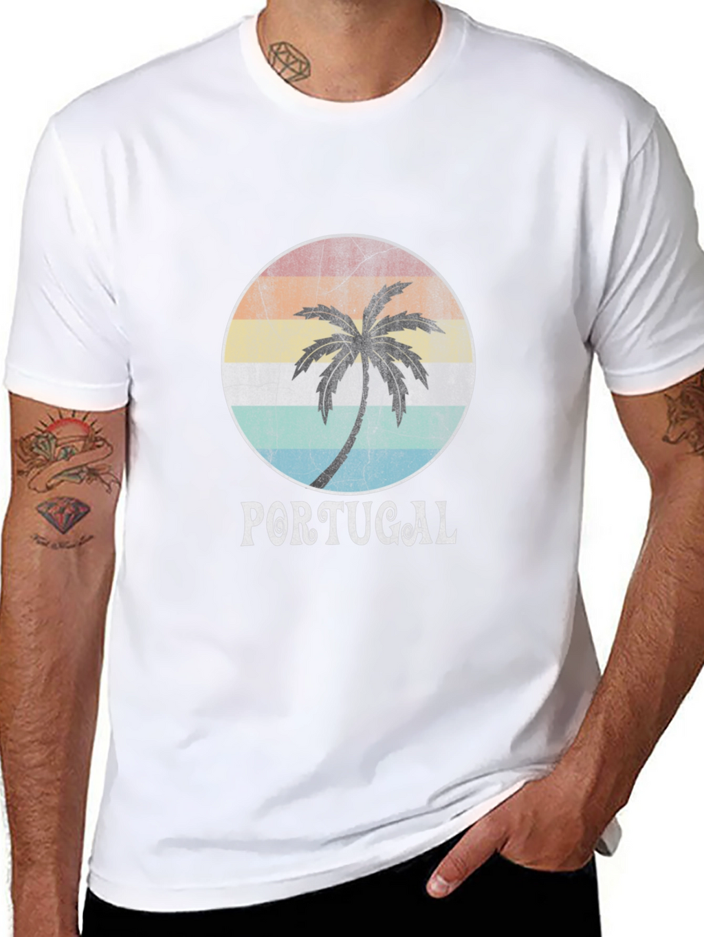 Portugal Palm Tree Retro Graphic T-Shirt