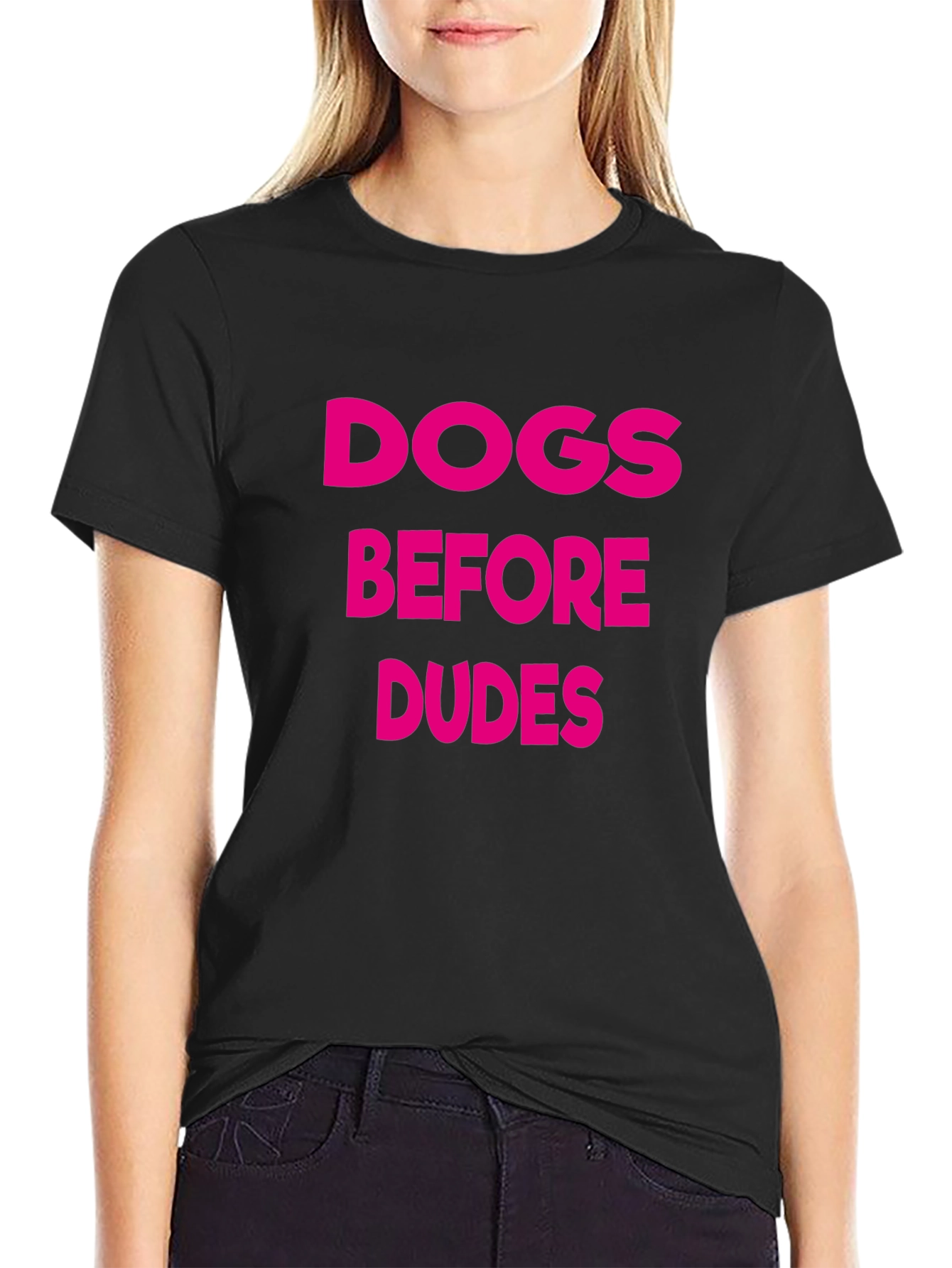 Dogs Before Dudes Graphic Tee - Black Cotton T-Shirt