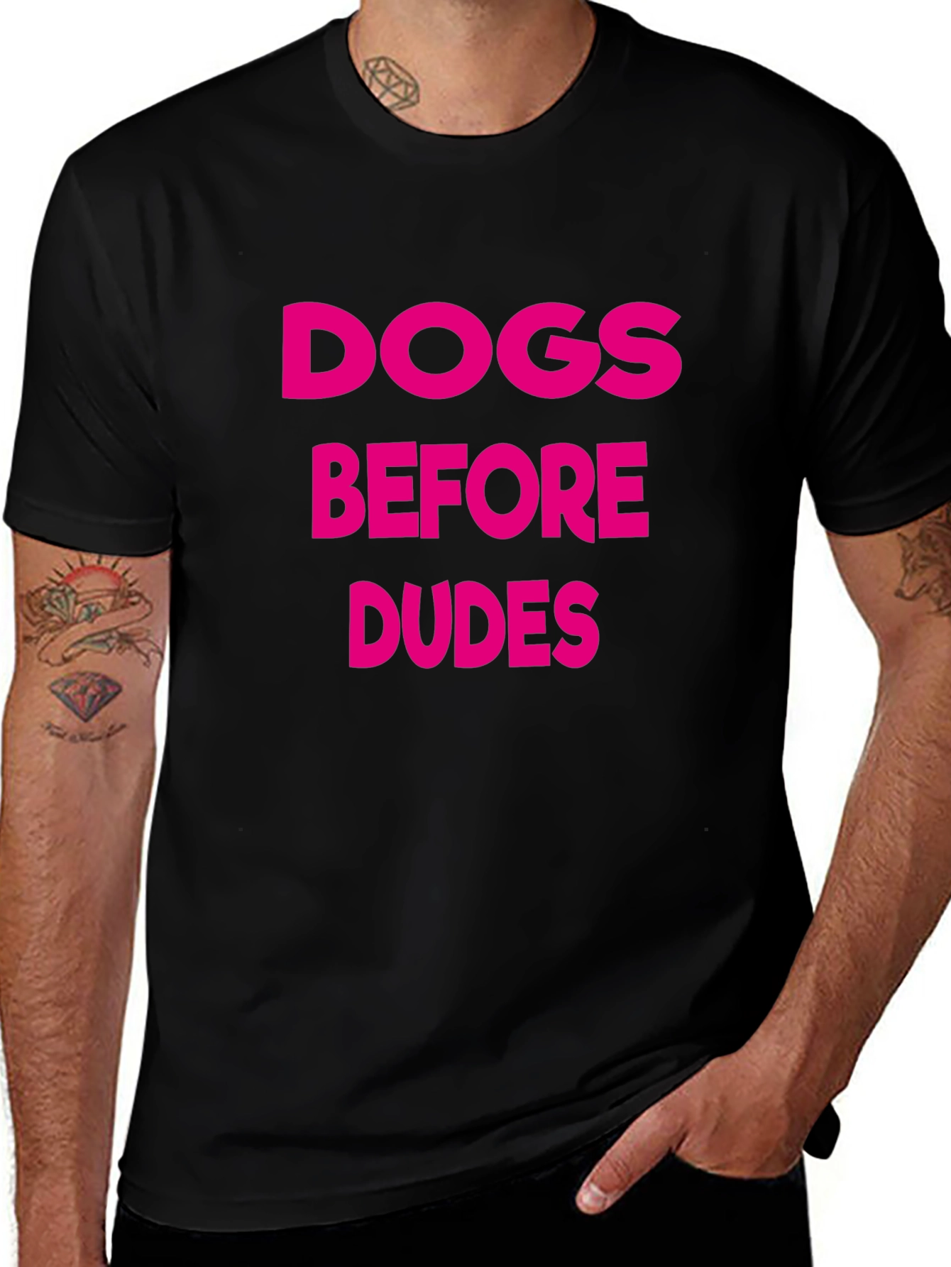 Dogs Before Dudes Graphic Tee - Black Cotton T-Shirt