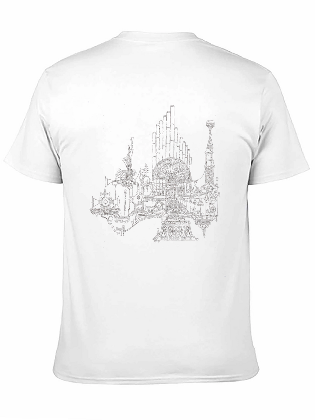 Steampunk Cityscape Graphic Tee - Black Cotton