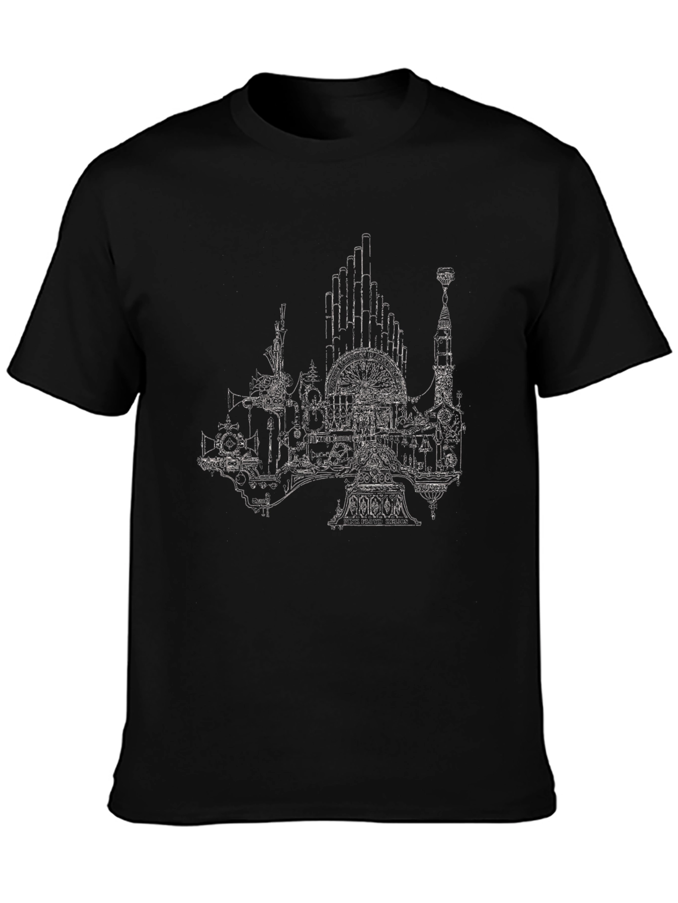 Steampunk Cityscape Graphic Tee - Black Cotton