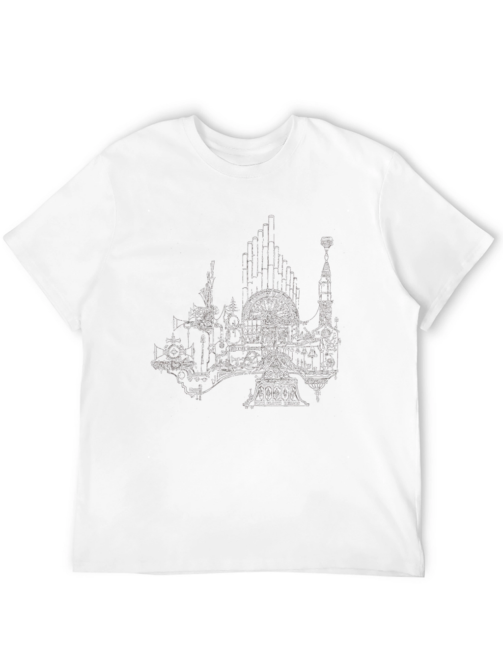 Steampunk Cityscape Graphic Tee - Black Cotton