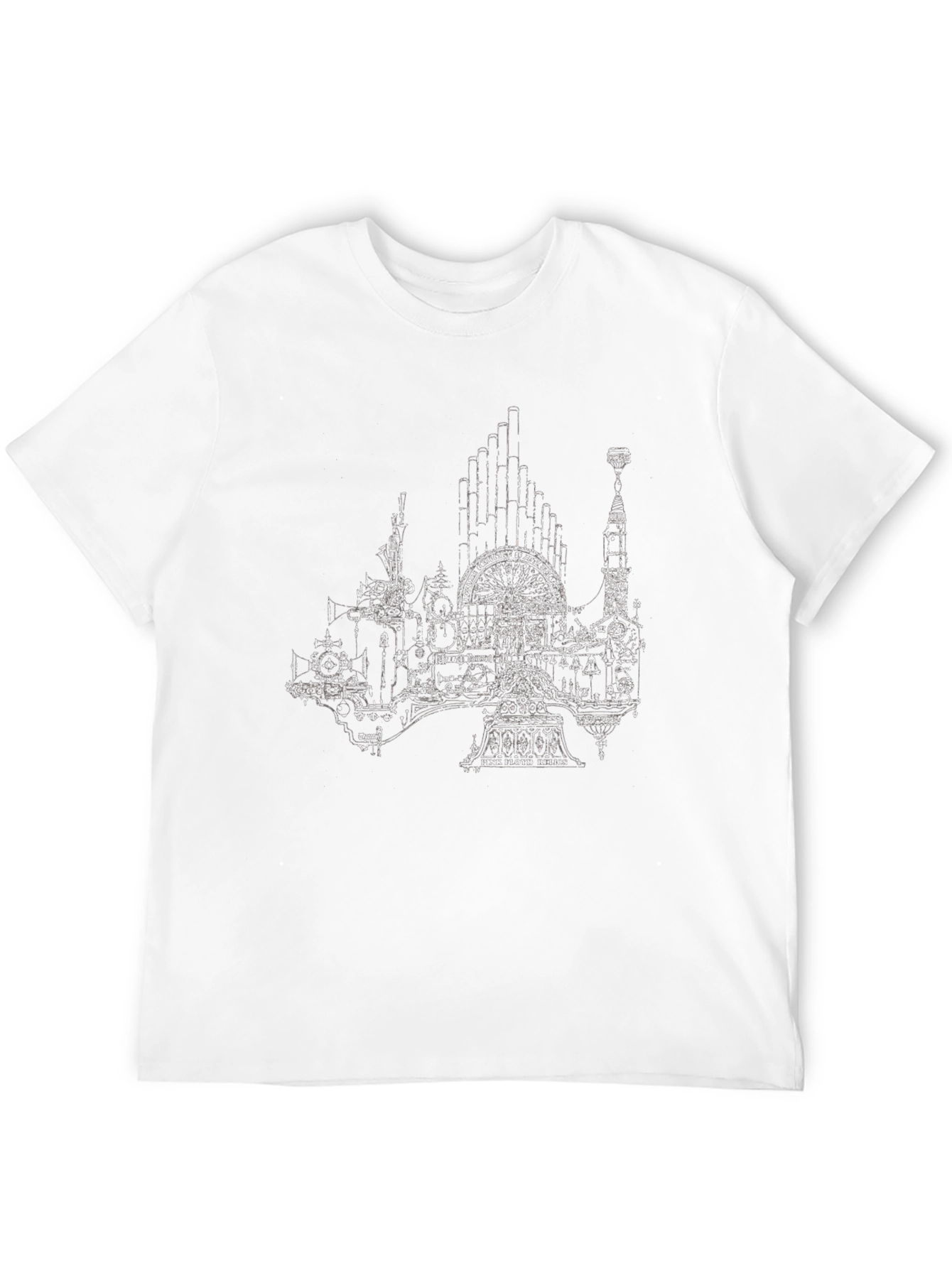 Steampunk Cityscape Graphic Tee - Black Cotton