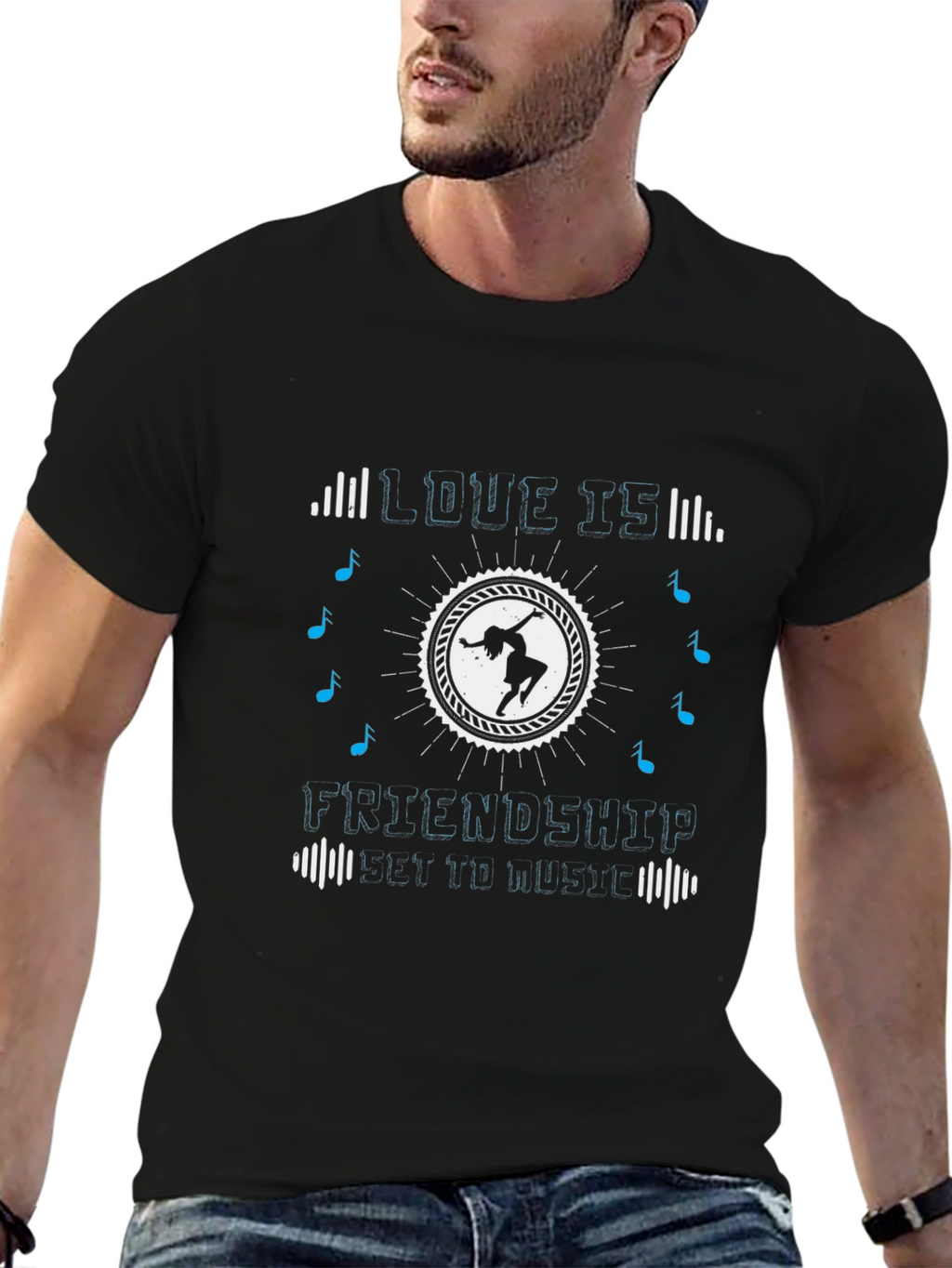 Love Is Friendship Party to Music Graphic T-Shirt
