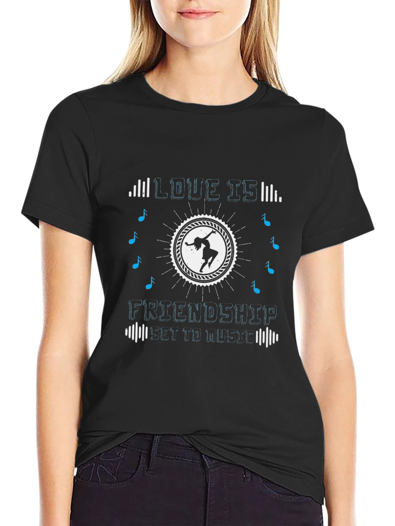 Love Is Friendship Party to Music Graphic T-Shirt