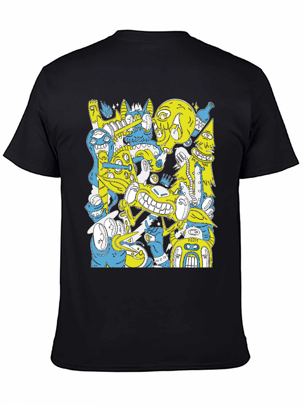 Abstract Cartoon Graphic Print Black T-Shirt