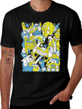 Abstract Cartoon Graphic Print Black T-Shirt