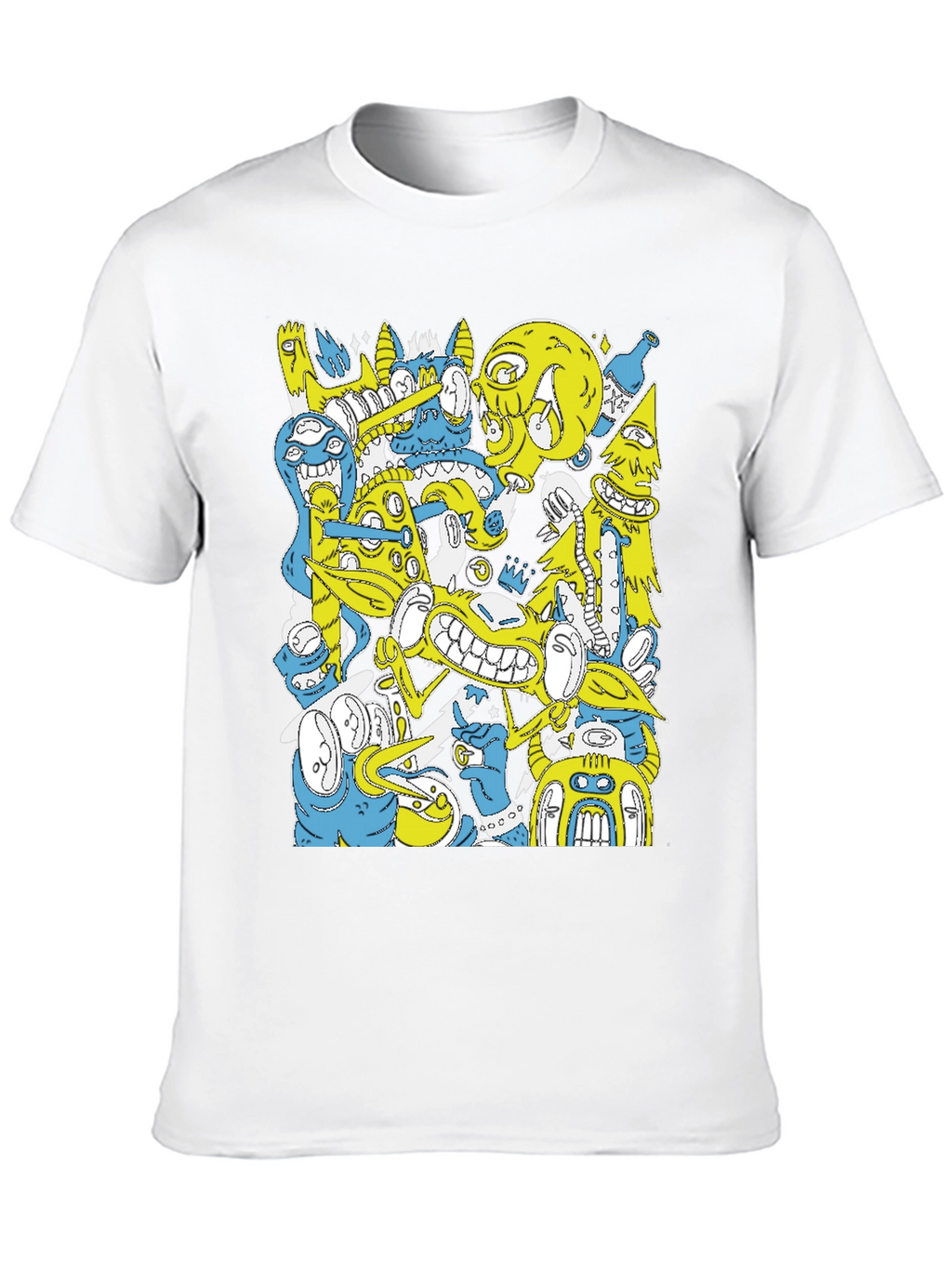 Abstract Cartoon Graphic Print Black T-Shirt