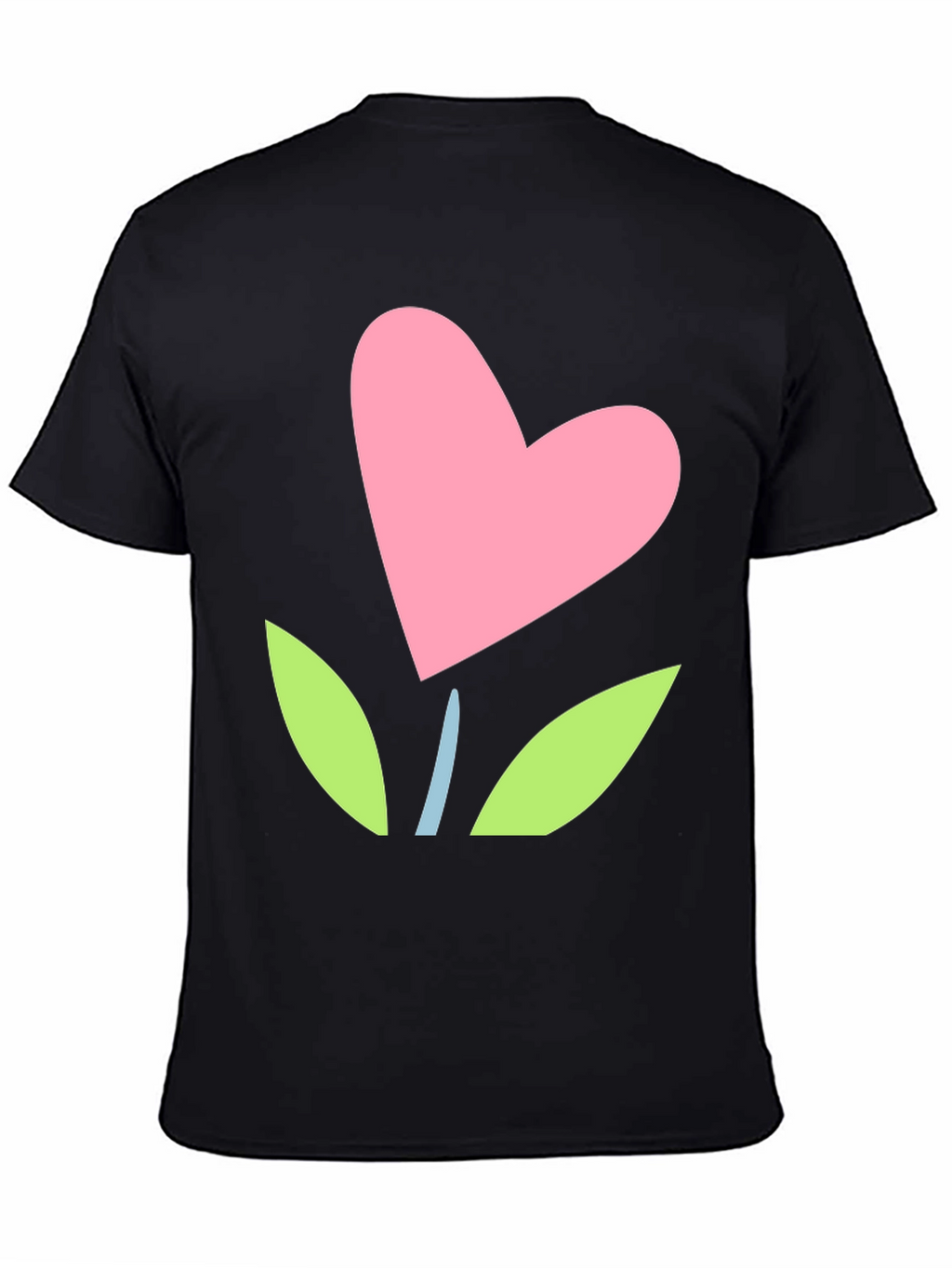 Heart Flower Graphic Tee - Black