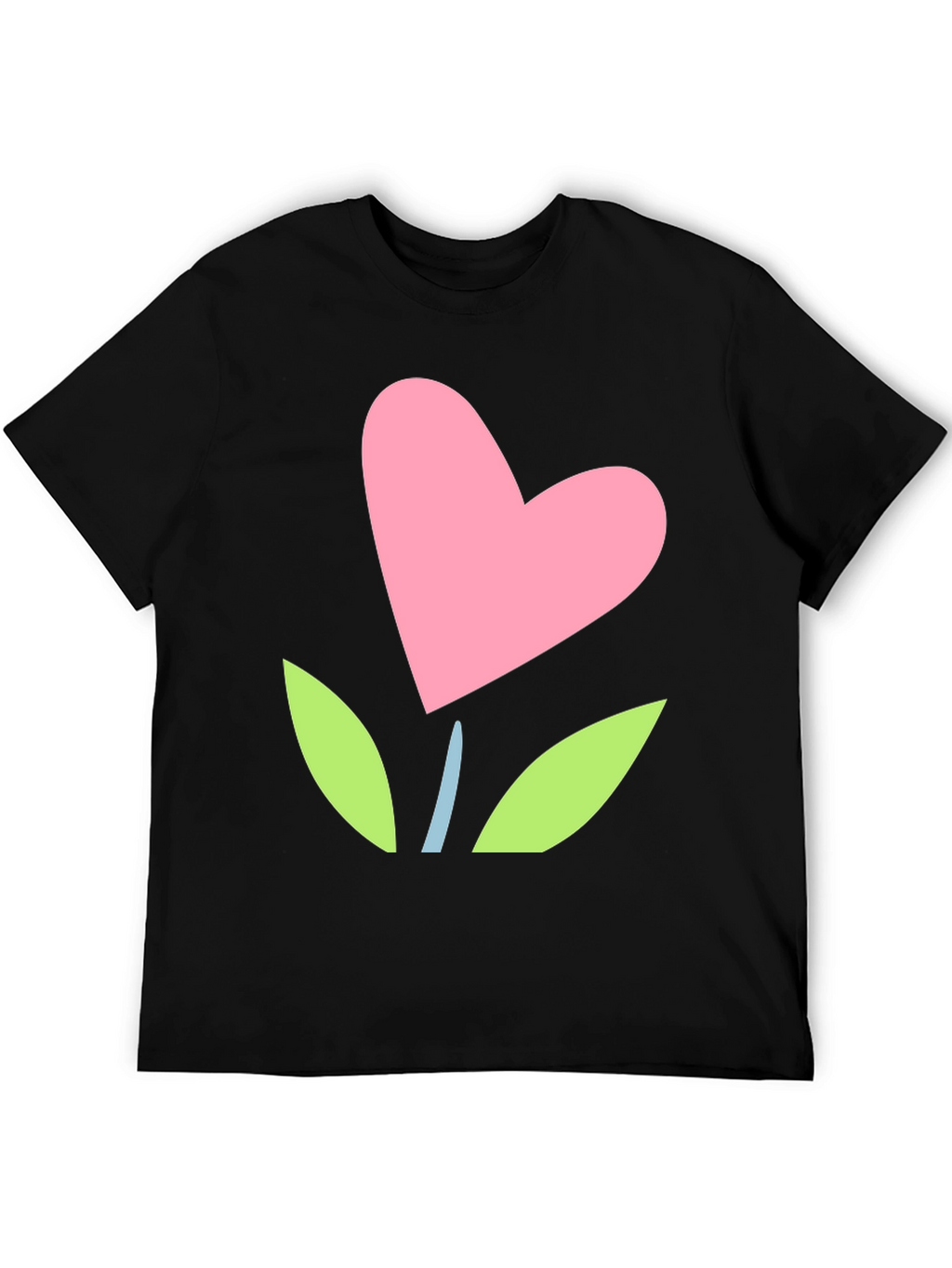 Heart Flower Graphic Tee - Black