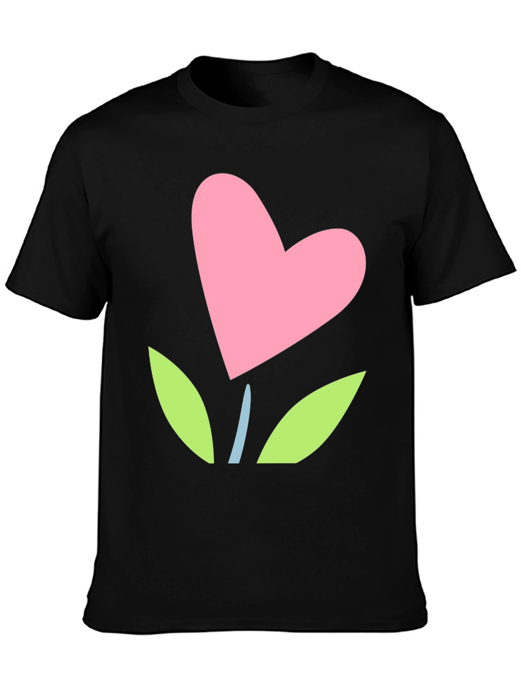 Heart Flower Graphic Tee - Black
