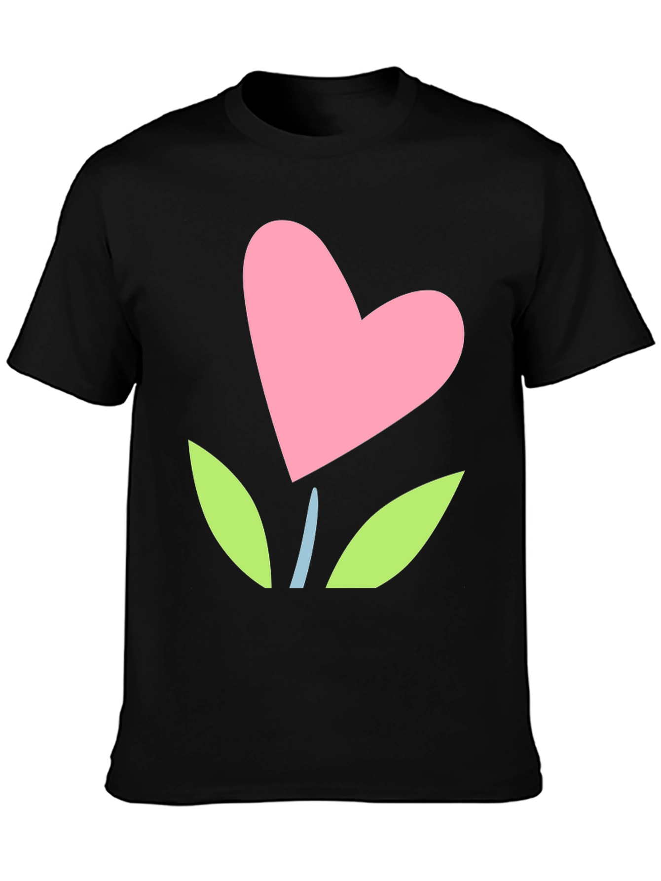 Heart Flower Graphic Tee - Black