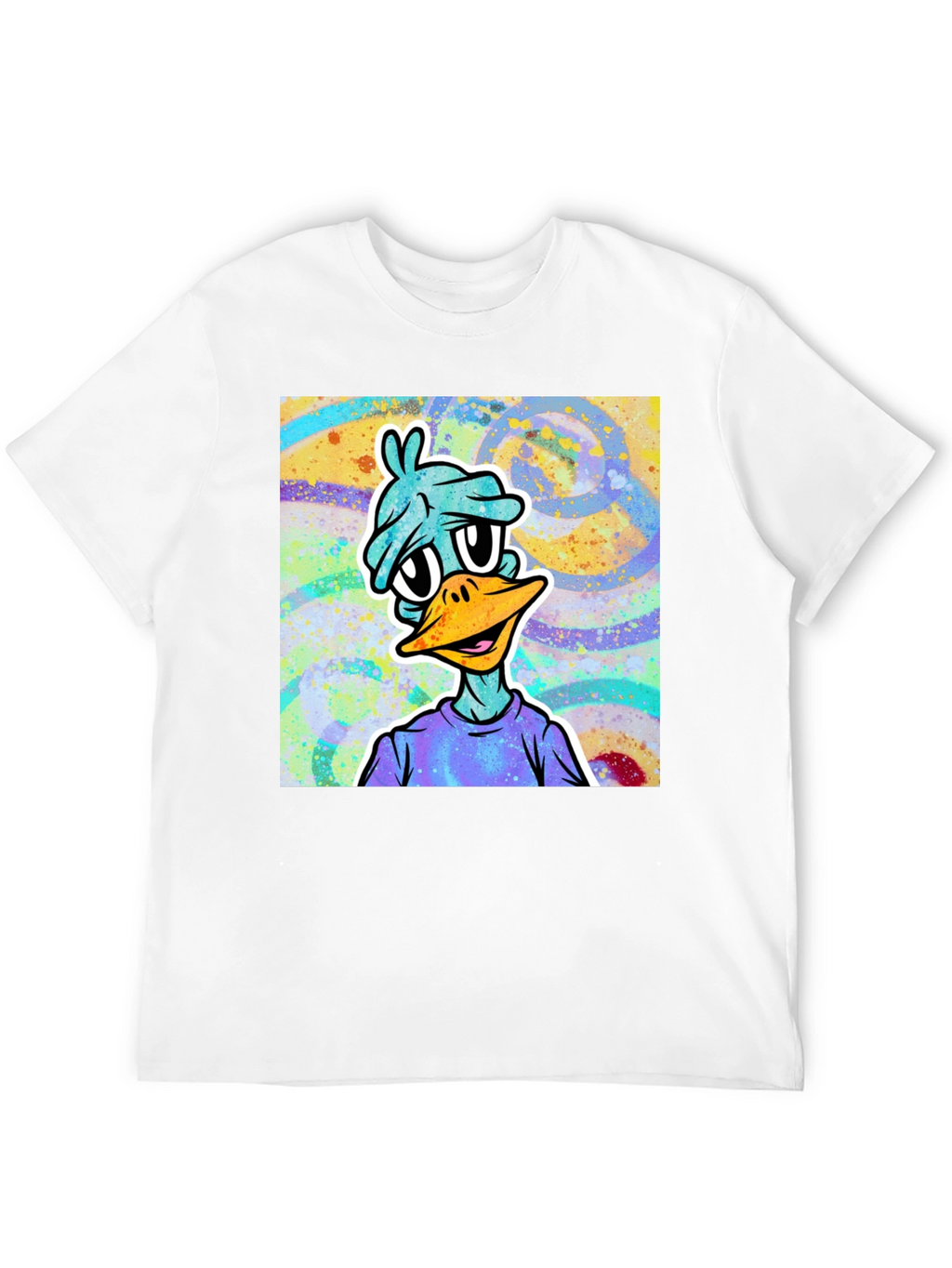 Cartoon Duck Graphic Tee - Black