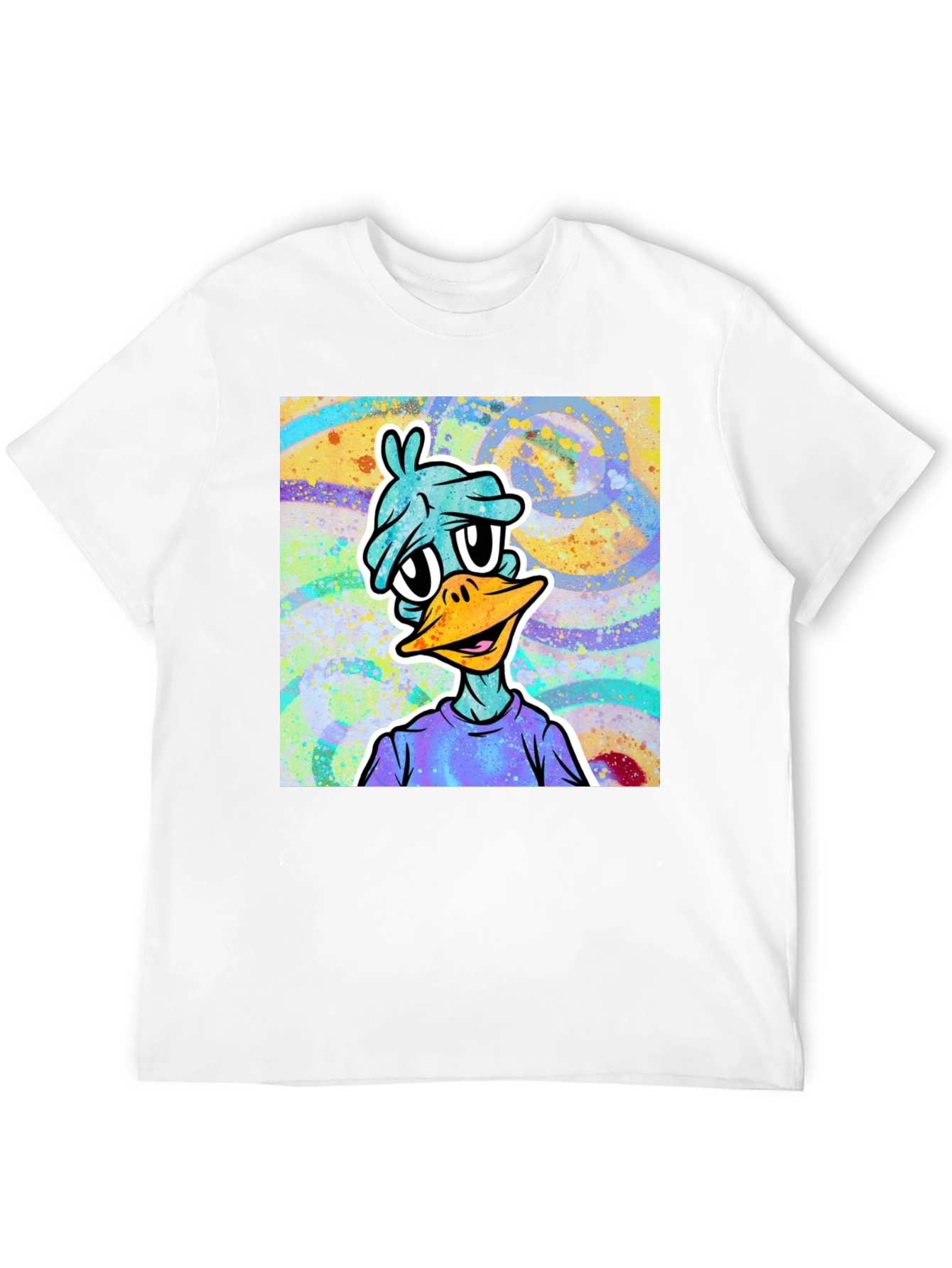 Cartoon Duck Graphic Tee - Black