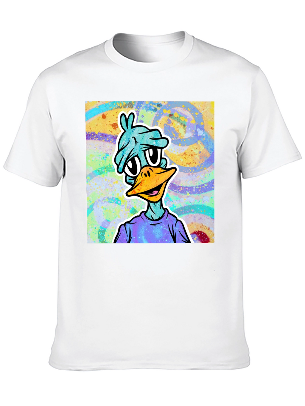 Cartoon Duck Graphic Tee - Black