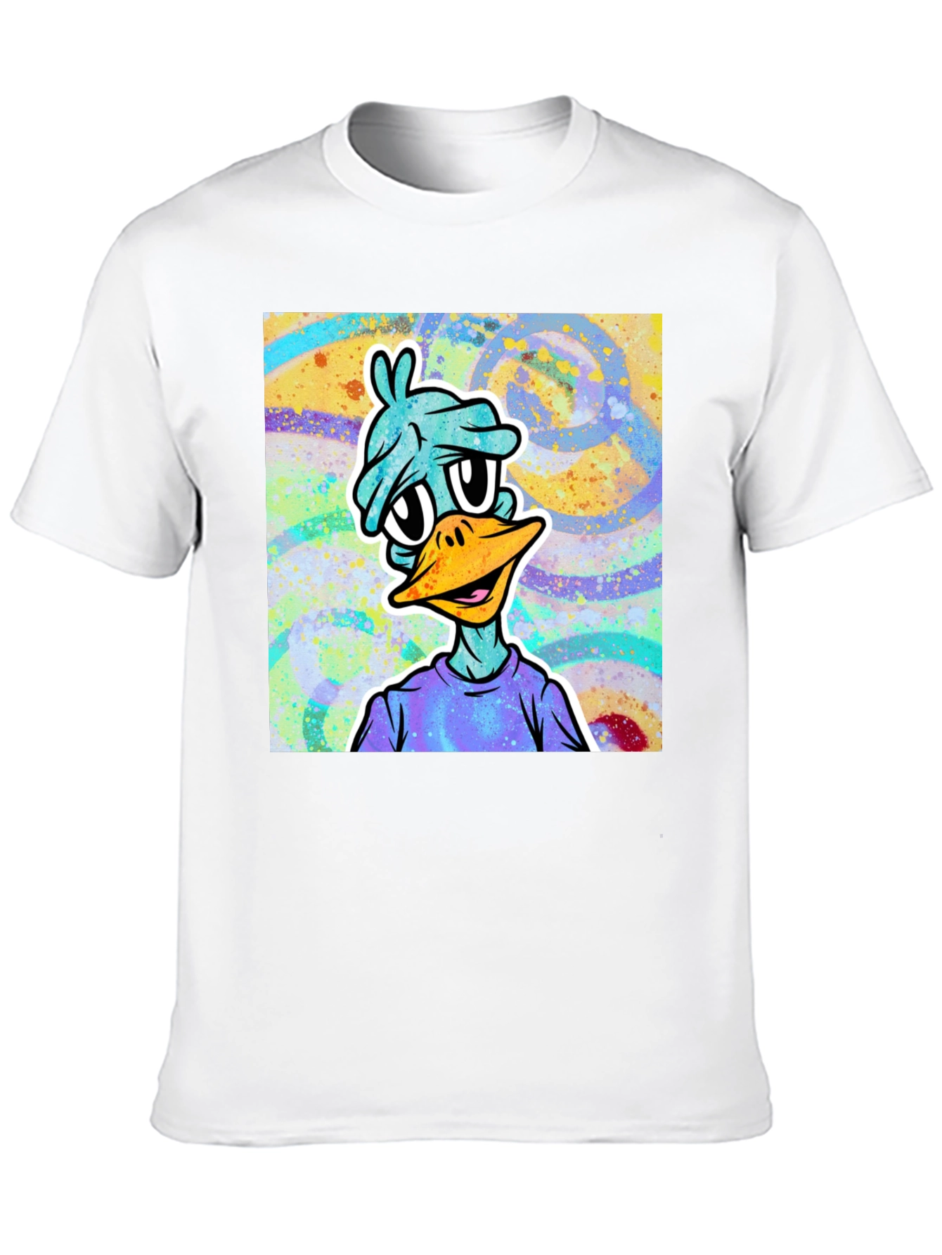 Cartoon Duck Graphic Tee - Black