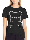 Cute Bear Graphic Tee - Black