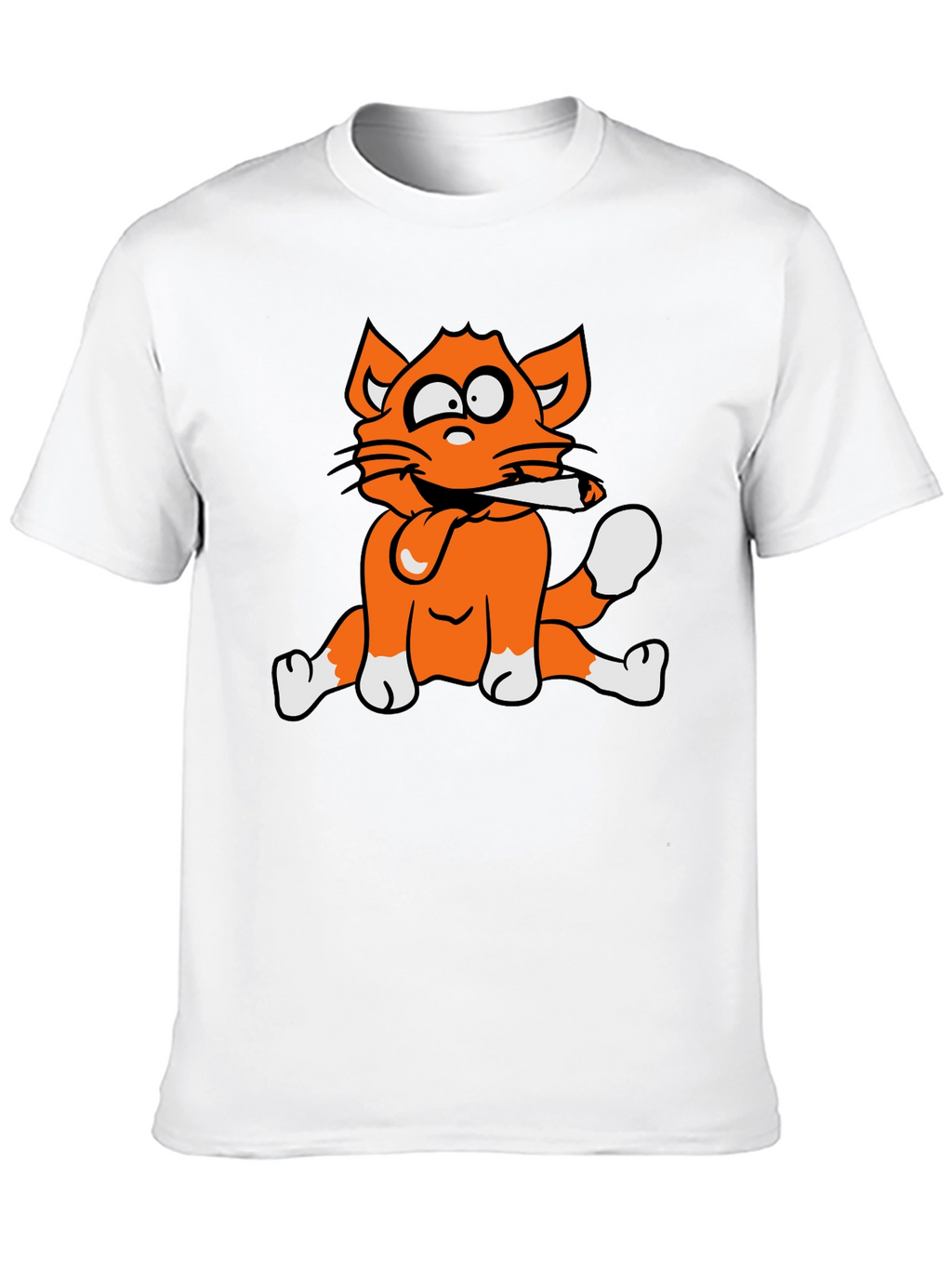 Cat Smoking Graphic Print T-Shirt