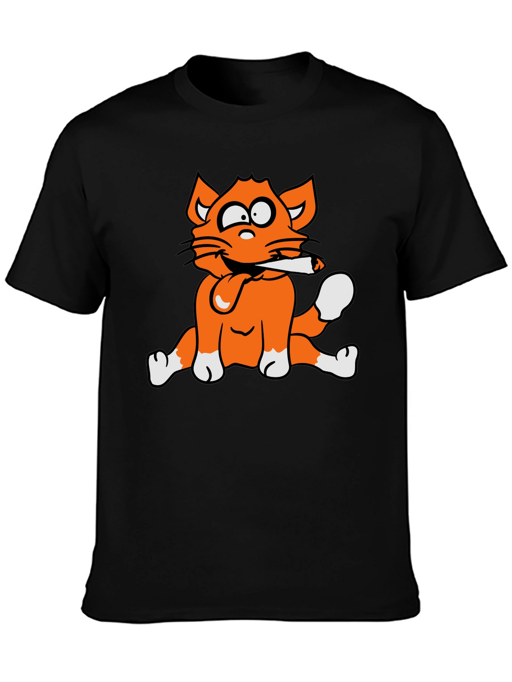 Cat Smoking Graphic Print T-Shirt