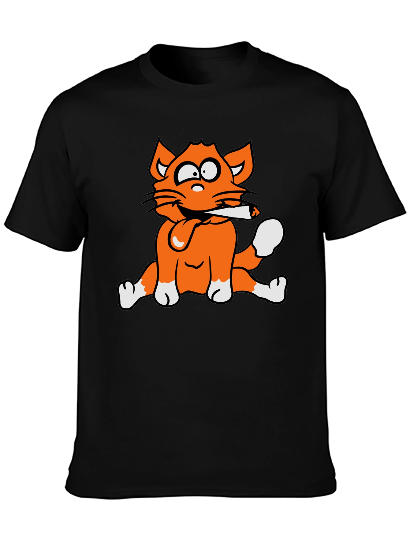 Cat Smoking Graphic Print T-Shirt
