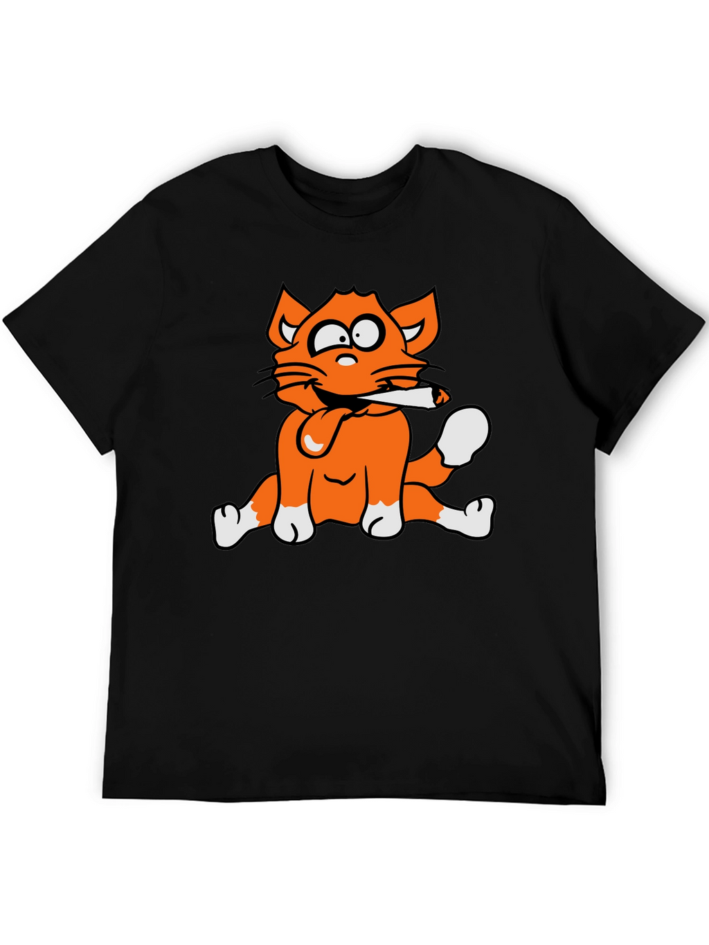 Cat Smoking Graphic Print T-Shirt