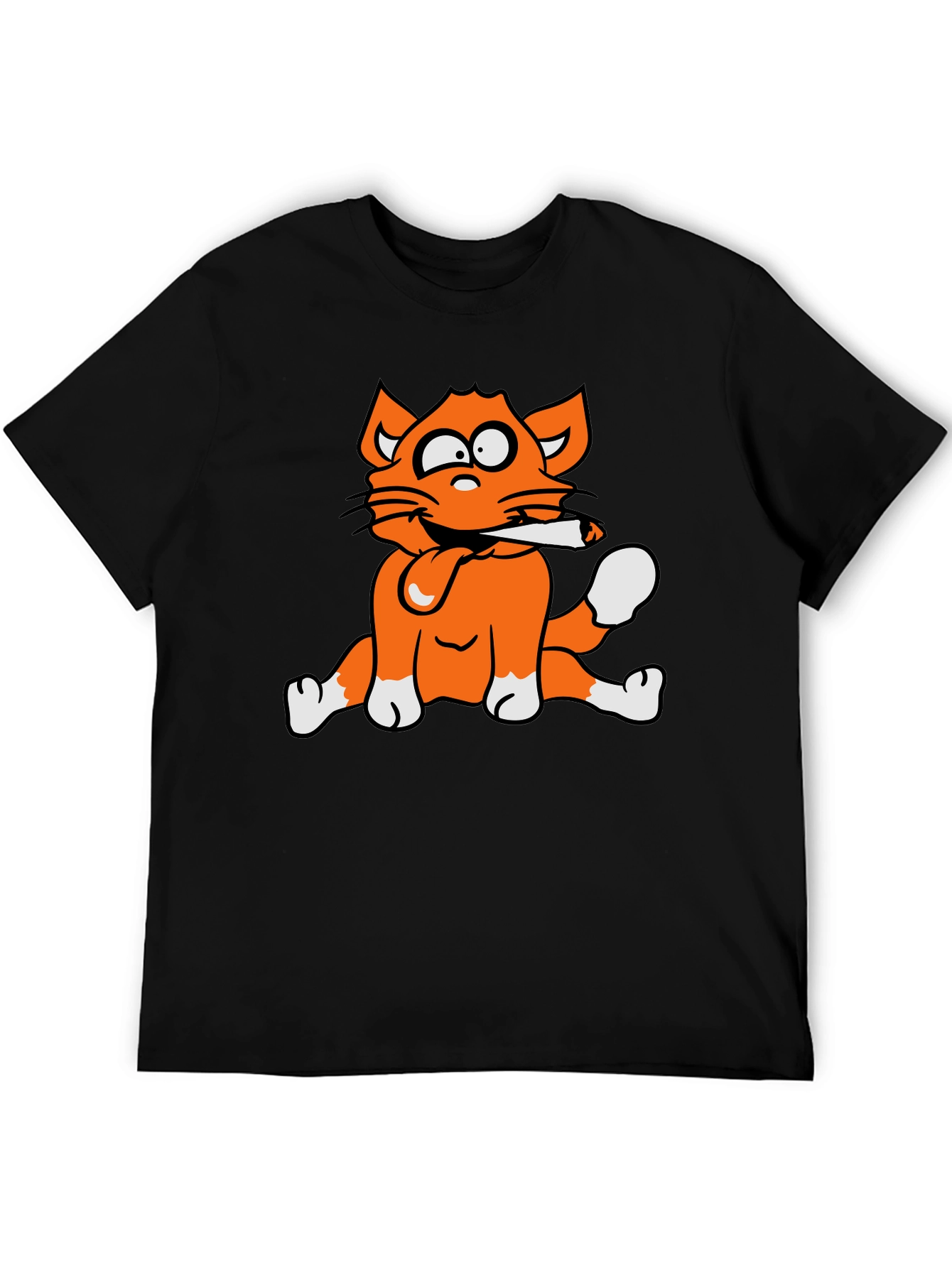 Cat Smoking Graphic Print T-Shirt