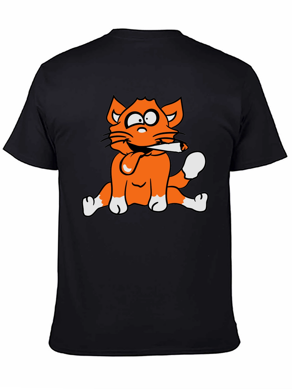 Cat Smoking Graphic Print T-Shirt