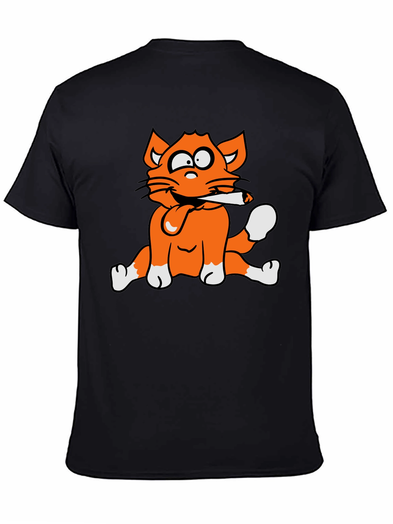 Cat Smoking Graphic Print T-Shirt