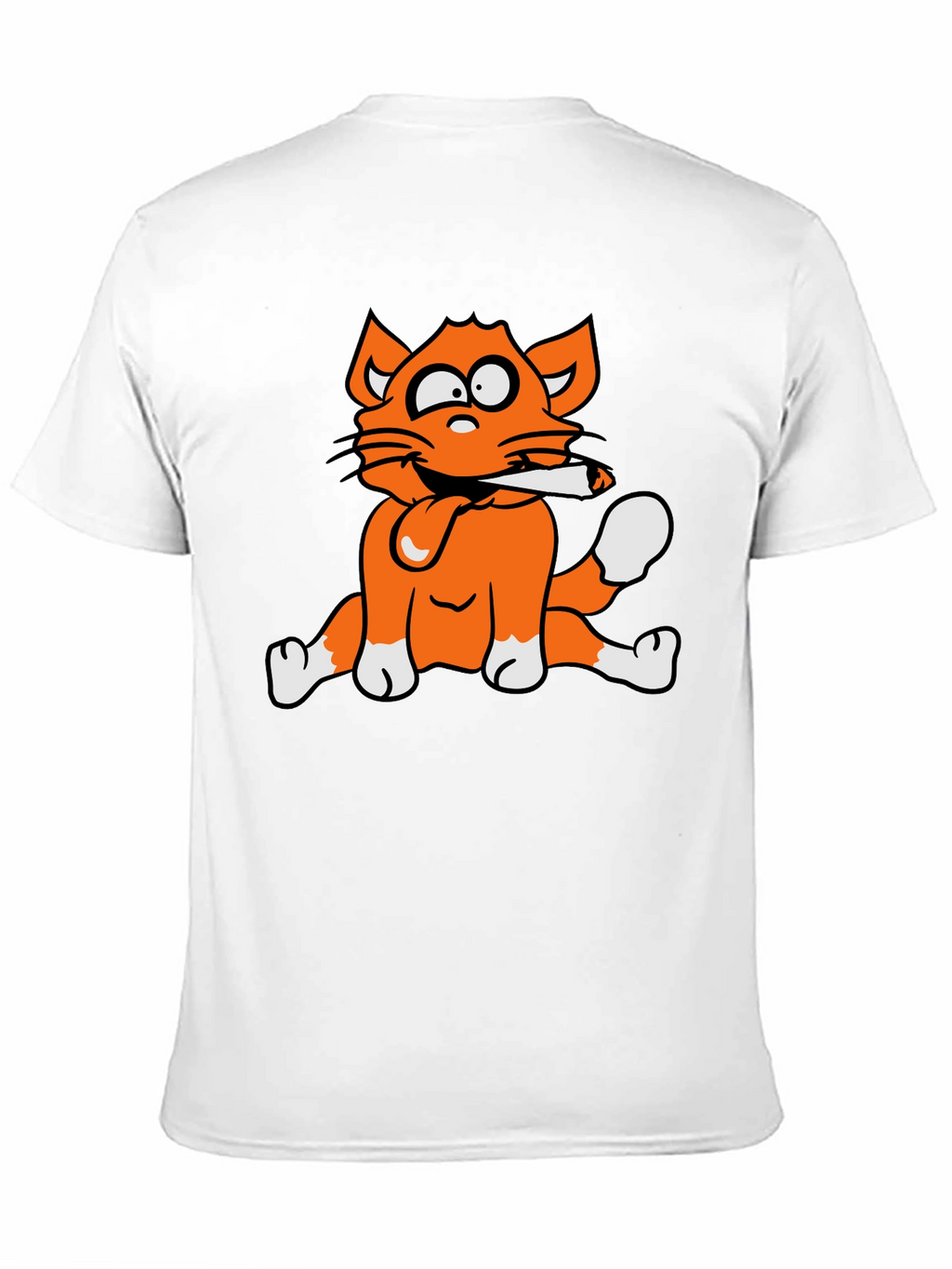 Cat Smoking Graphic Print T-Shirt