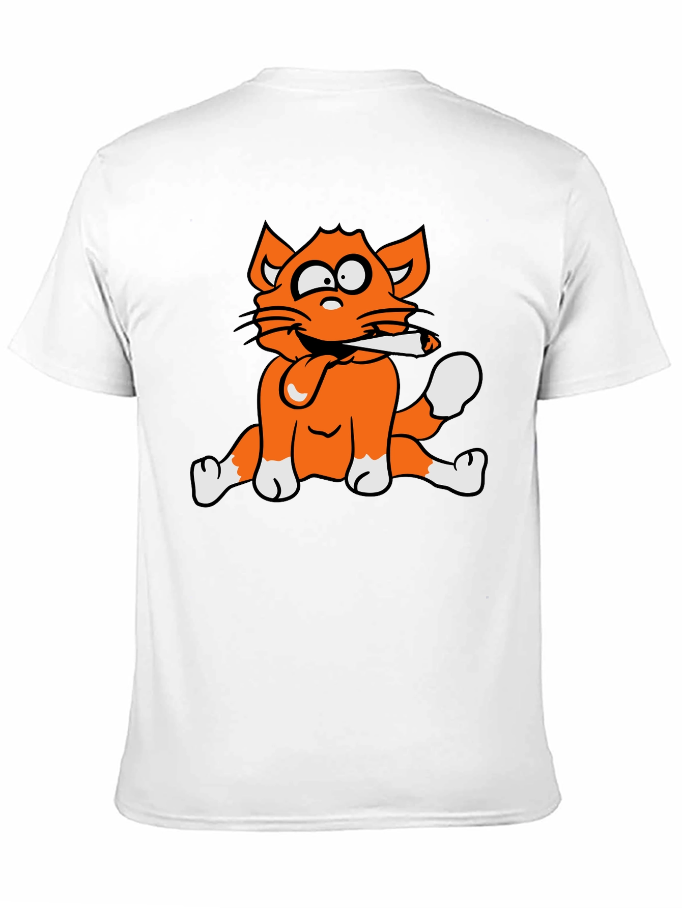 Cat Smoking Graphic Print T-Shirt