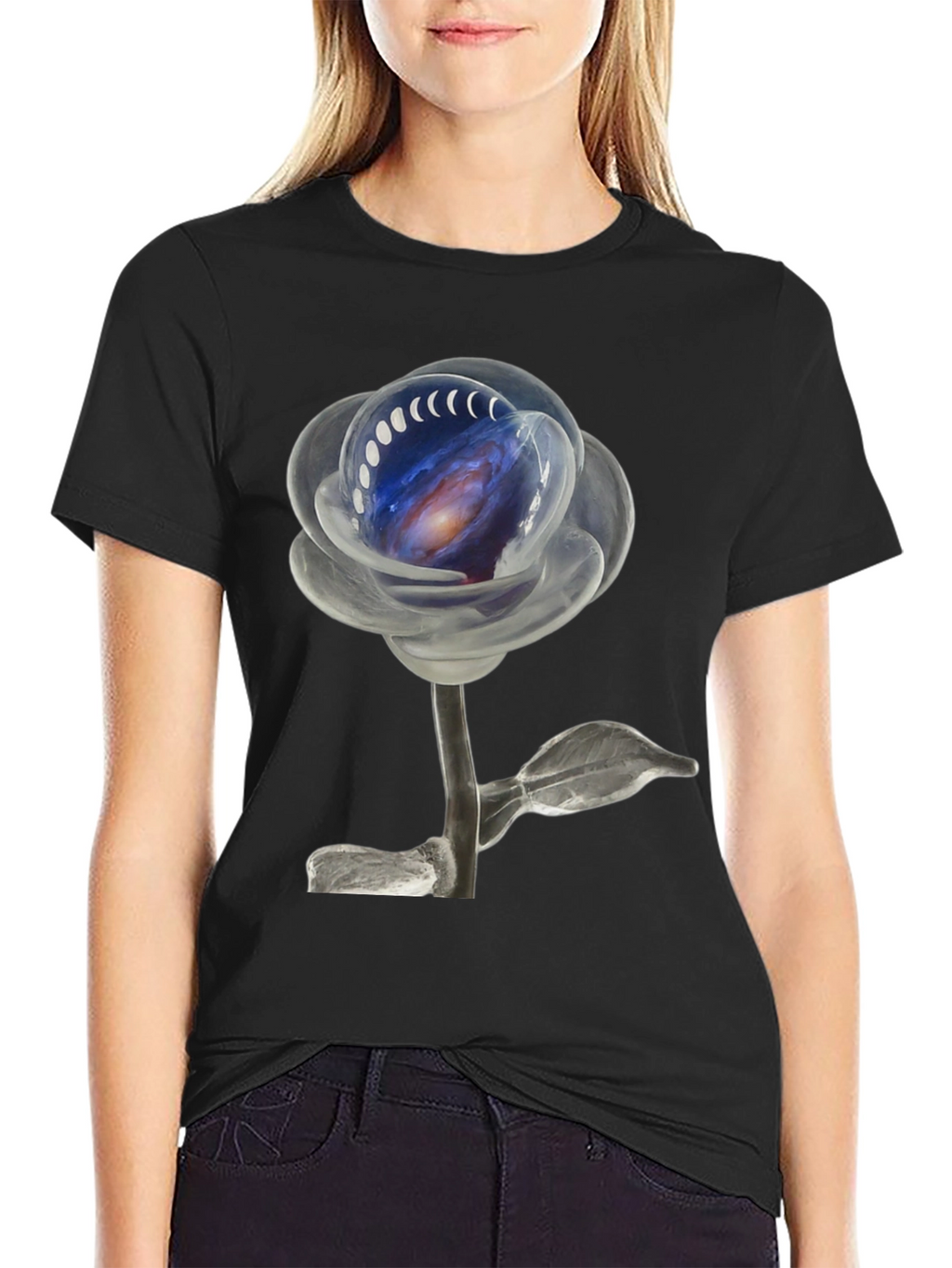 Galaxy Rose Black T-Shirt